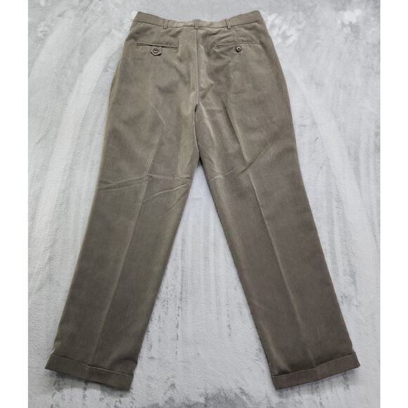 Haggar Black Label Dress Pants Mens 34x32 Brown Pleated Cuffed Office Academia - Picture 2 of 11